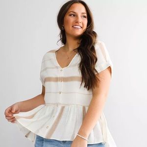 Blu Pepper Striped Peplum Blouse